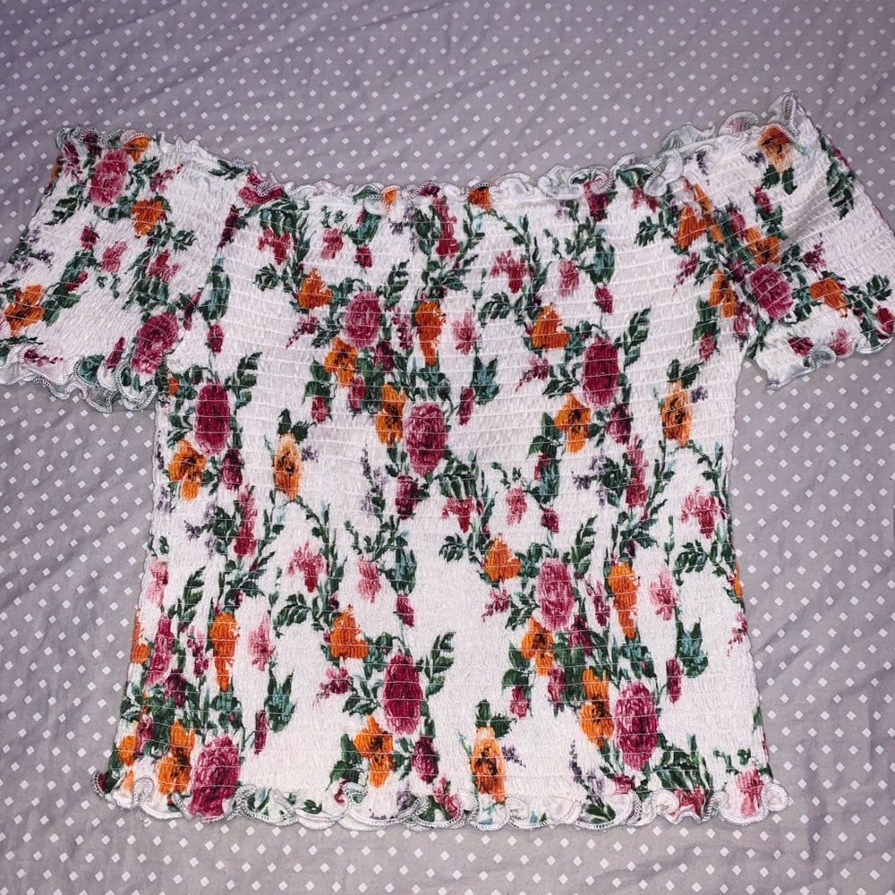 Floral Off The Shoulder Crop Top